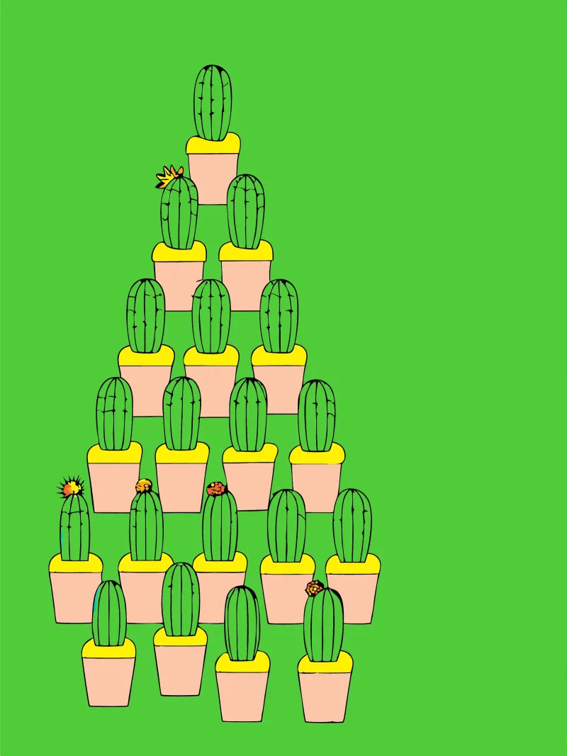Cactus Vases Collection canvas with Floater frame by OUR SHOP