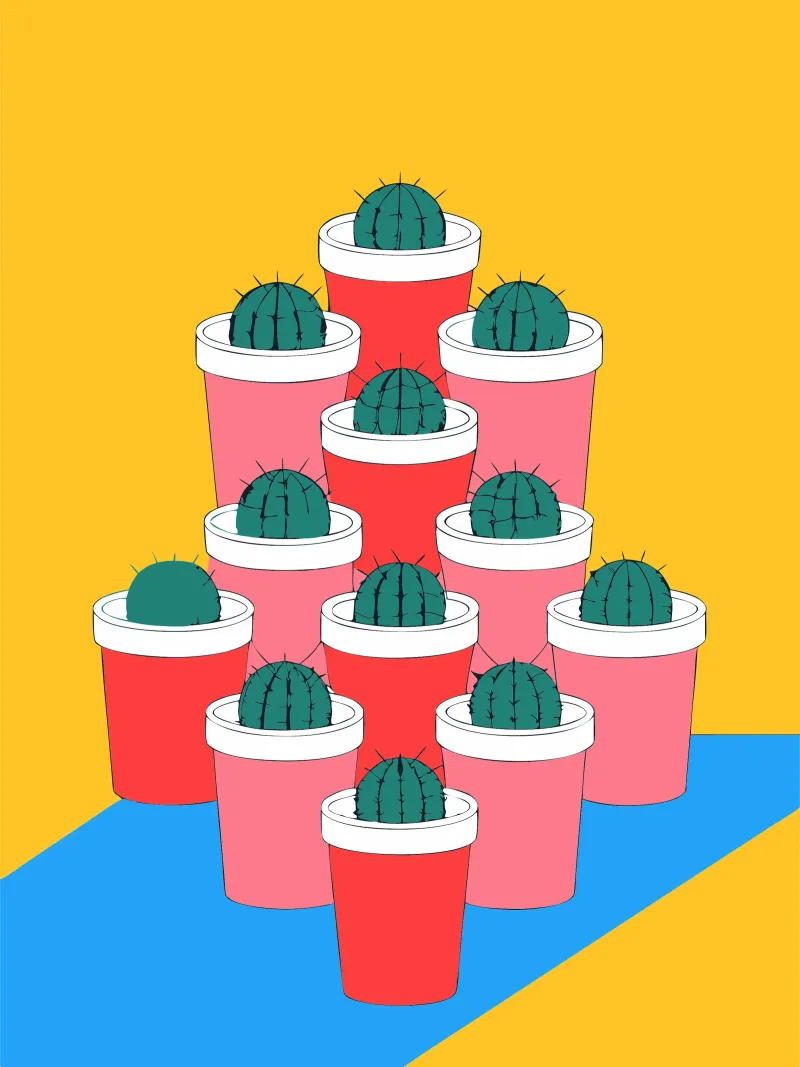 Cactus Vaas Arrangement canvas met Baklijst van OUR SHOP