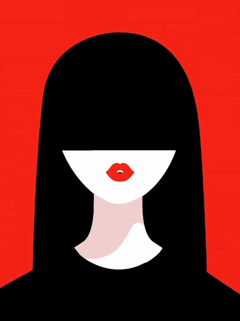 cool girl with black red tela con Cornice a cassetta da firmana