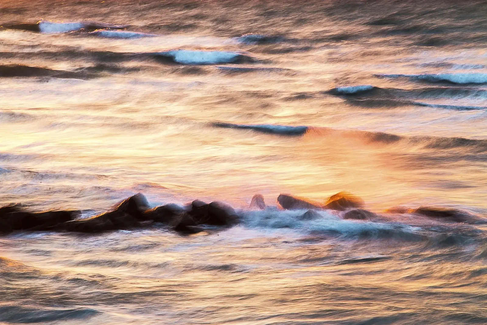 Veiled Waves by the Shore – Fine Art Print canvas with Floater frame by jay