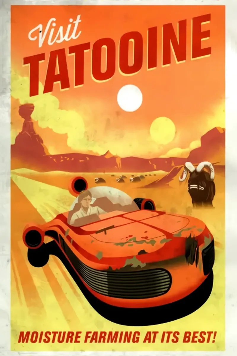 Visitare Tatooine poster con telaio in legno da hanna shop