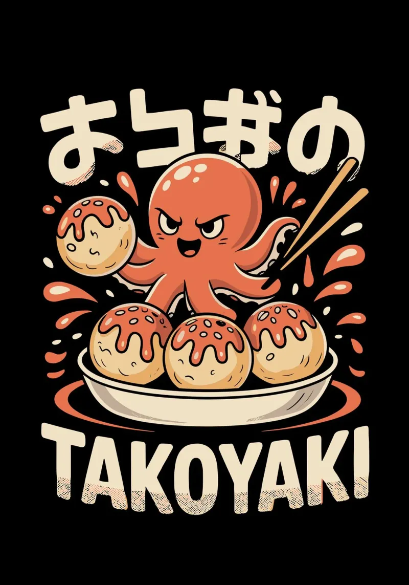 cartoon Takoyaki poster da ramosashop