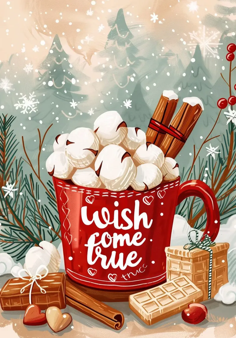Tazza per cioccolata calda di Natale carta hahnemühle da Nina Wolf