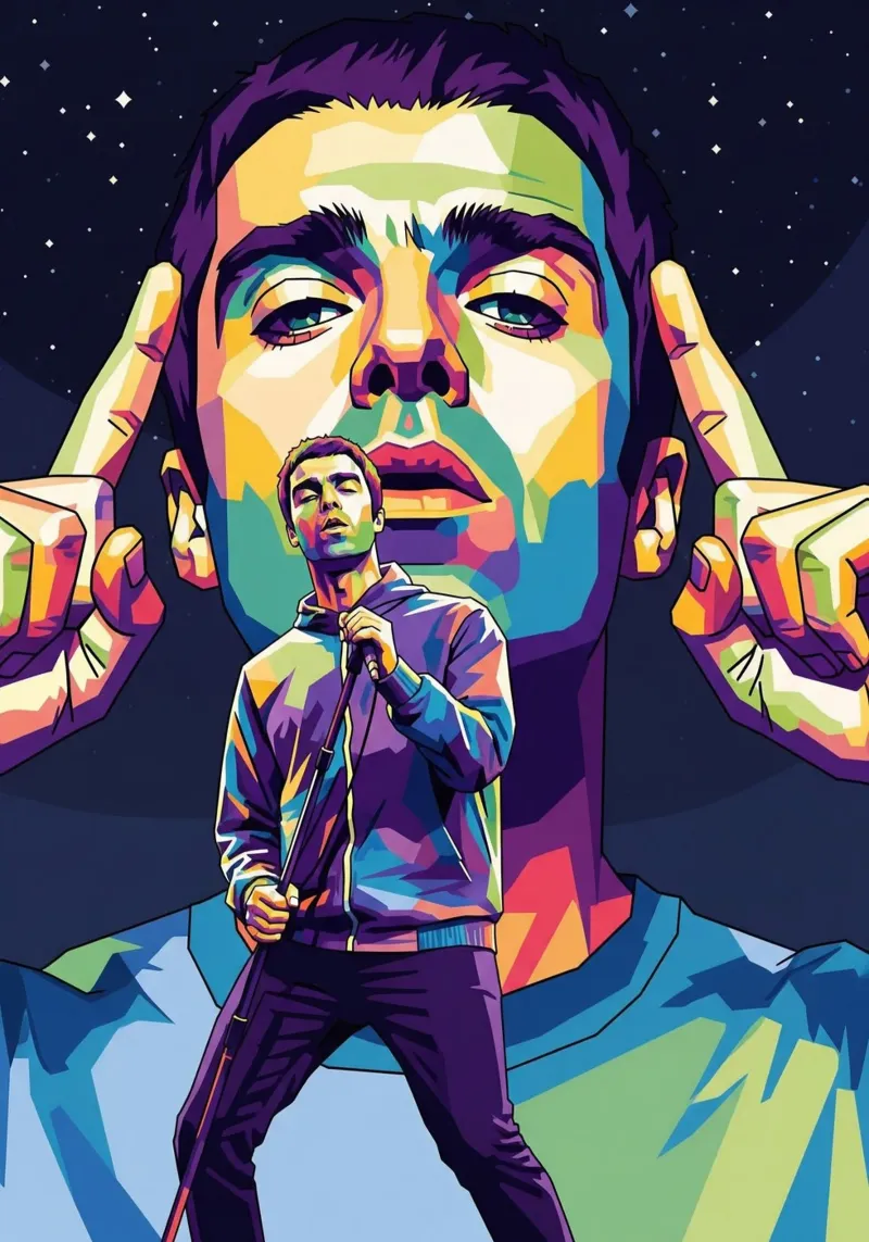 Al estilo de Liam Gallagher lienzo con Marco flotante de Hantamrata