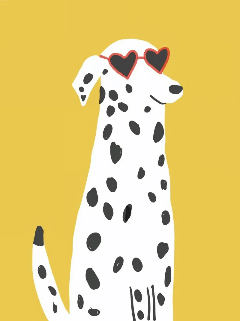 dot dog with heart glasses tela con Cornice a cassetta da comura