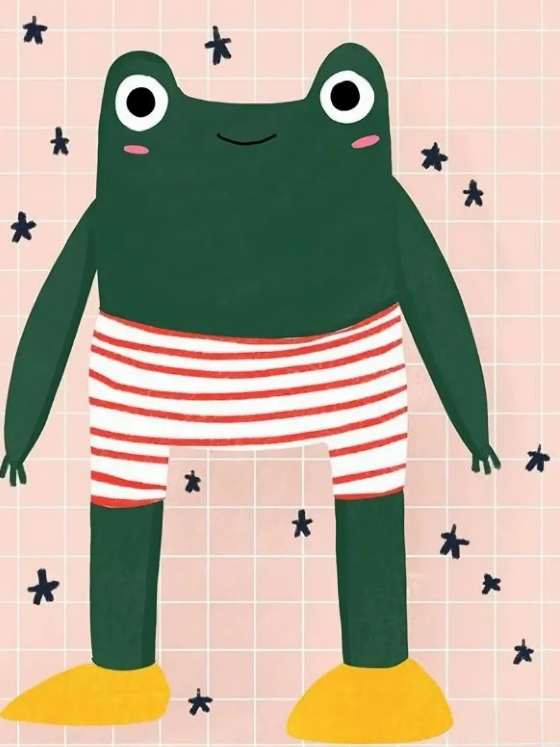 frog in funny pant poster con telaio in plastica da Josum