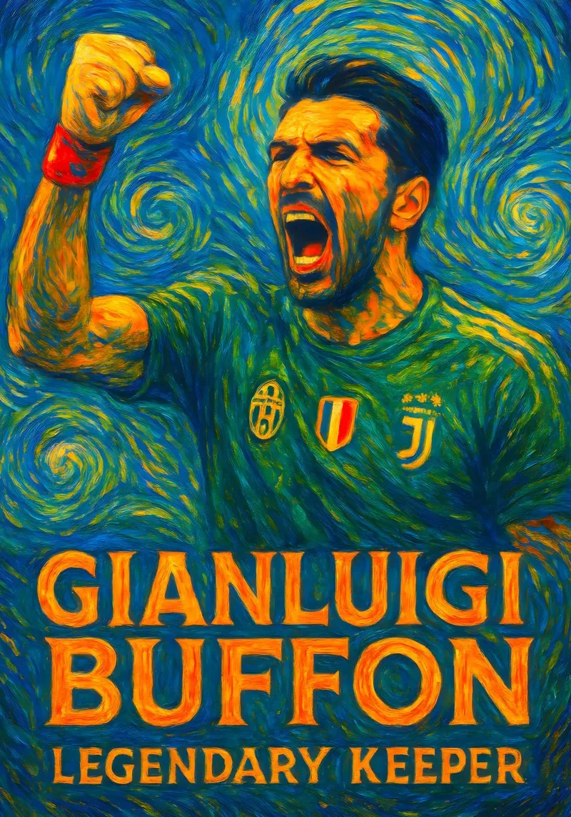 Gianluigi Buffon poster con telaio in alluminio da Cyberpunk Canvas