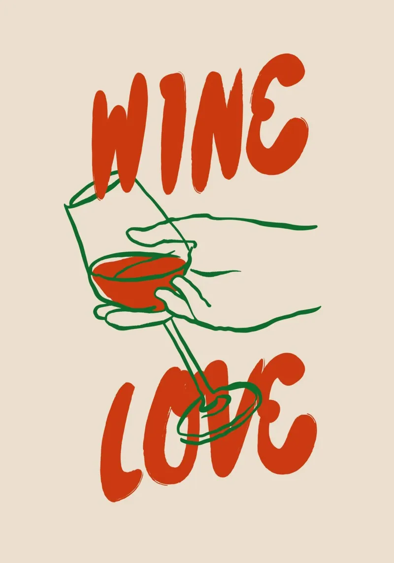 Boho Food 9 Wine Love Hahnemühle von Boho Print Collection