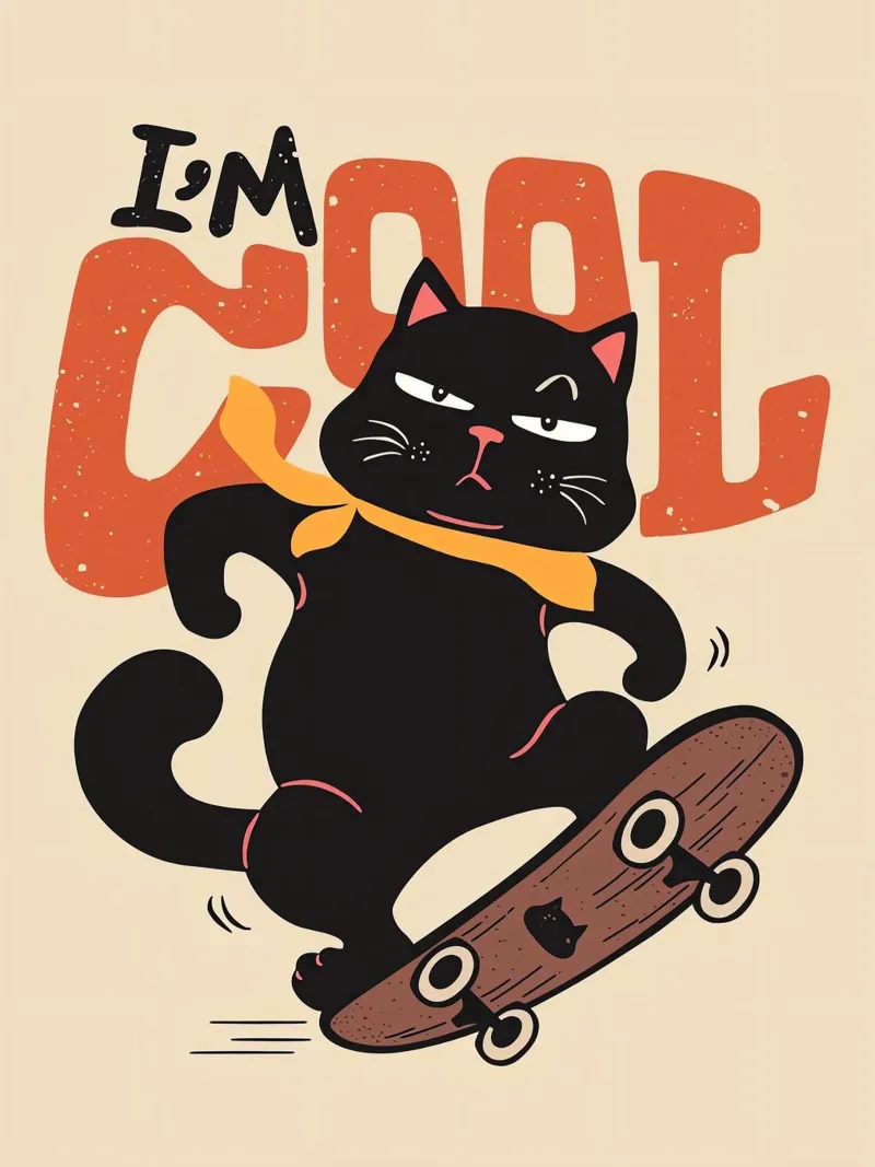 Zwarte kat op skateboard canvas met Baklijst van Arjun