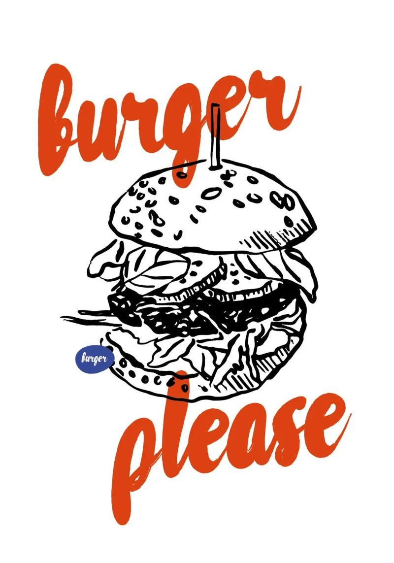 Boho Food 10 Burger Please pellicola backlit da Boho Print Collection