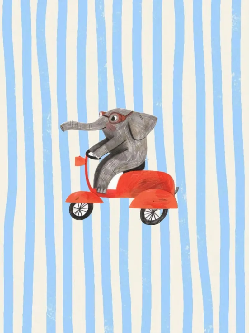 elephant on bike in line background Leinwand mit Schattenfugenrahmen von sophiaz
