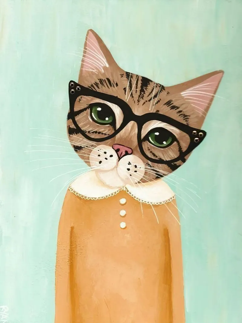 cat with large glasses lienzo con Marco flotante de jasnet