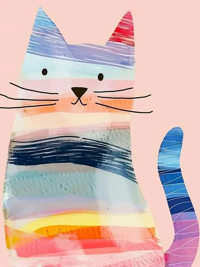 colorful cat poster con telaio in alluminio da vicgaler