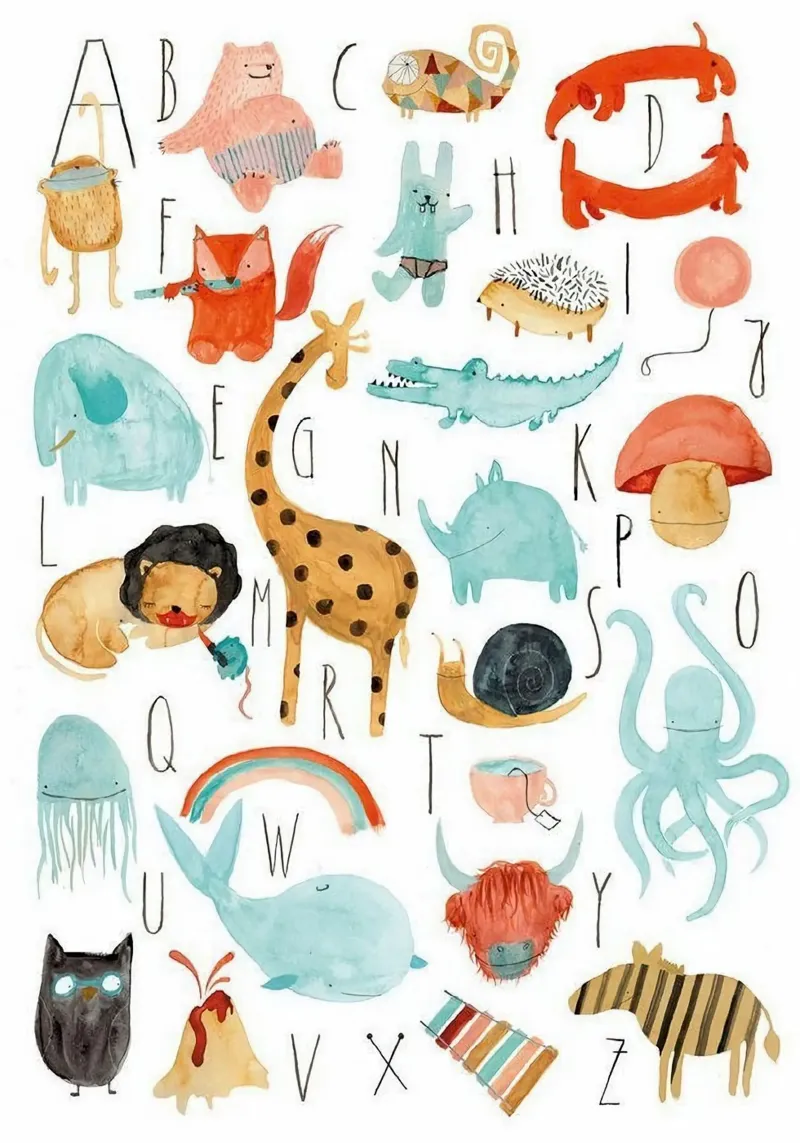 alphabet simple shape canvas met Baklijst van willife