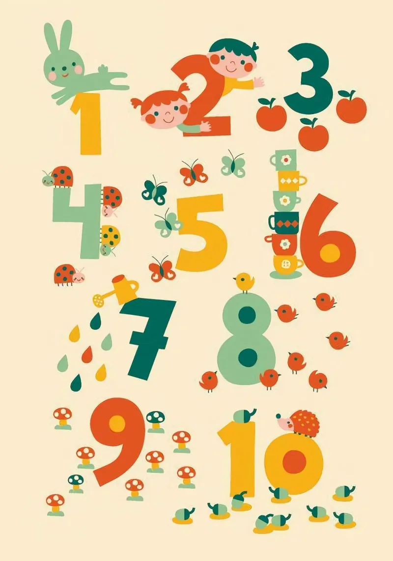 numbers and symbol of animal poster met houten frame van willife
