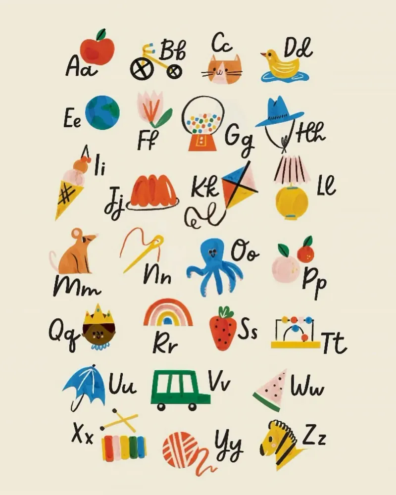 alphabet and things canvas met Baklijst van willife