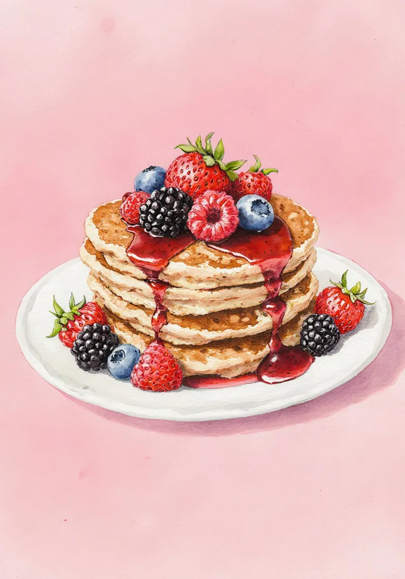 Pancakes Watercolor poster con telaio in plastica da Attaboy Dsgn