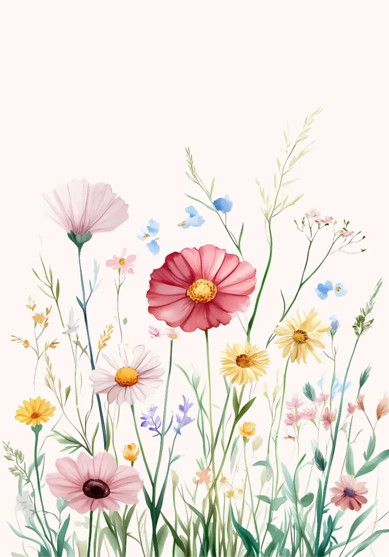 Impression d'art à l'aquarelle d'une prairie de fleurs sauvages vibrantes toile avec Caisse américaine de vintagepod