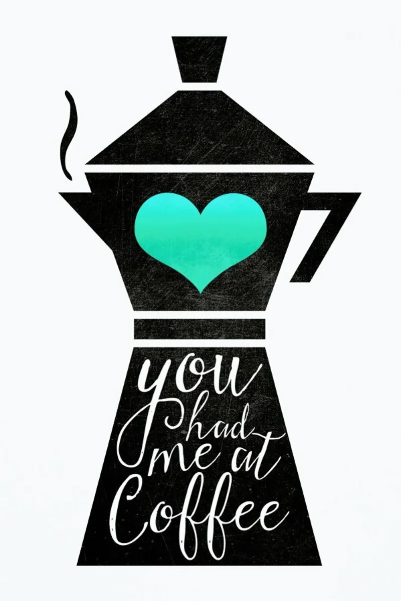 You Had Me at Coffee Light poster con telaio in legno da Elisabeth Fredriksson