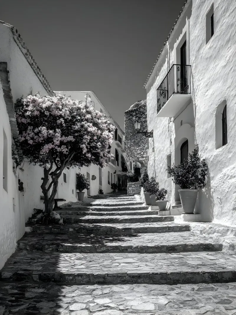 Ibiza Alleyway tela con Cornice a cassetta da Mononoir