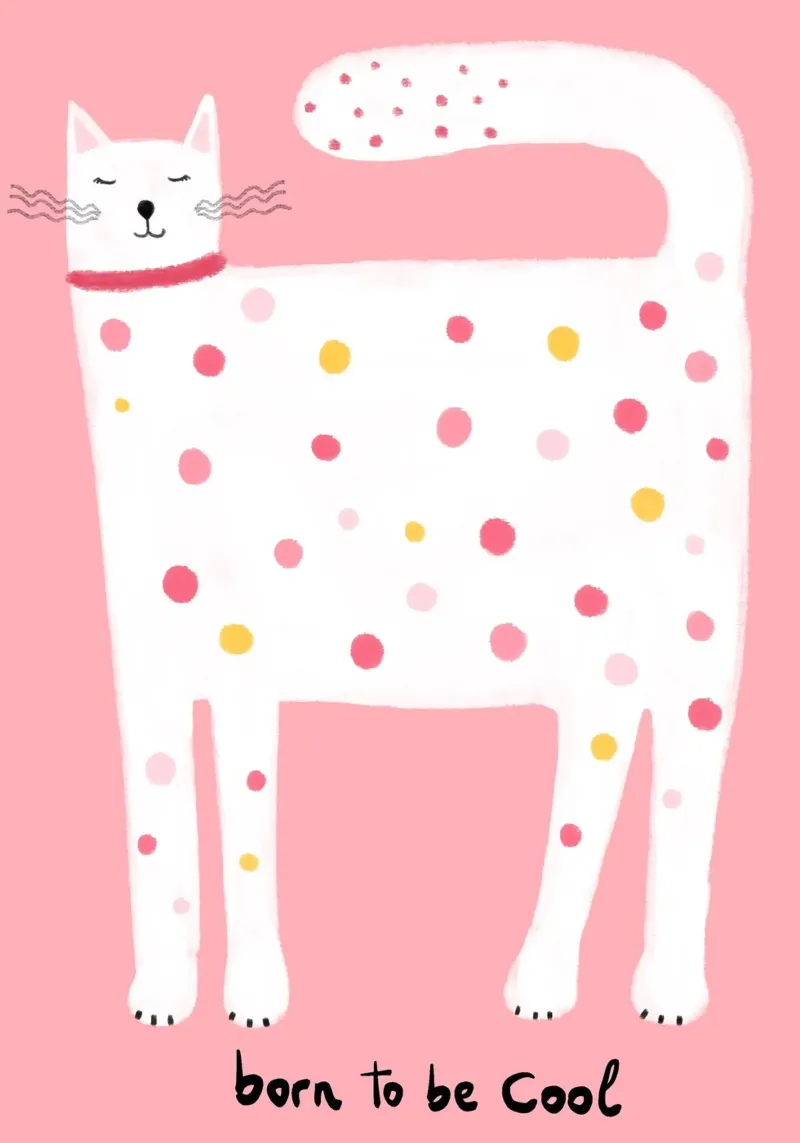 "Geboren um cool zu sein" Polka Dot Katze Kunstdruck Poster von vintagepod