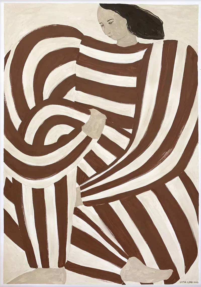 Bored Stripe Brown poster con telaio in plastica da Serrano Shop