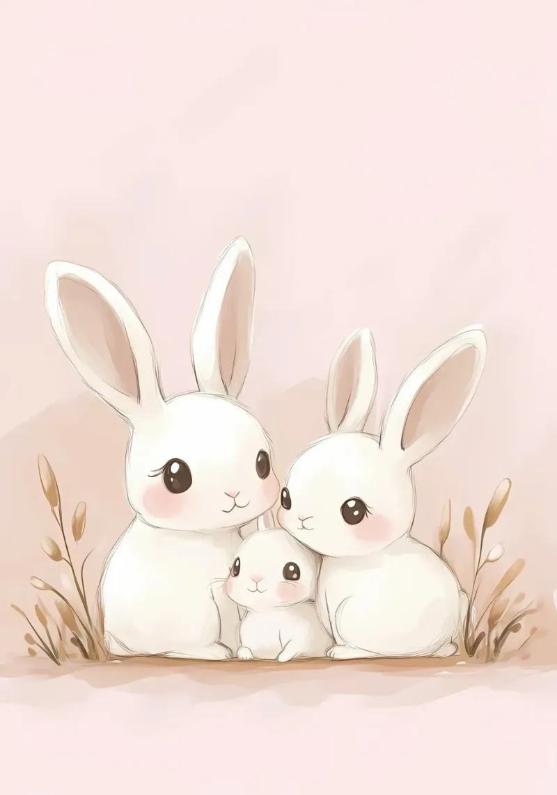 Impression d'art aquarelle d'une famille de lapins mignons, chambre d'enfant poster de vintagepod