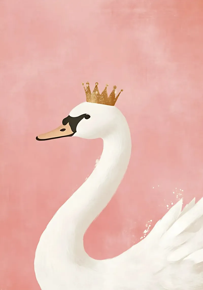 Impresión artística Cisne real con corona dorada poster de vintagepod