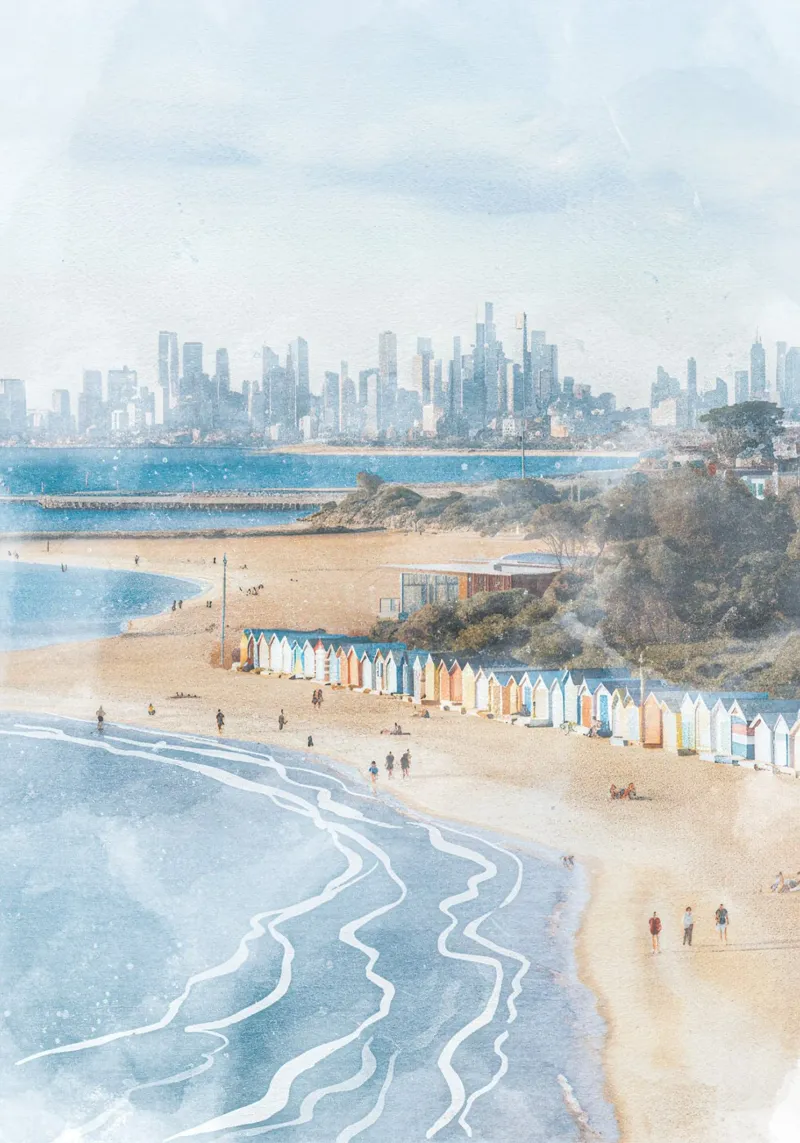 Melbourne Brighton Beach tela con Cornice a cassetta da Attaboy Dsgn