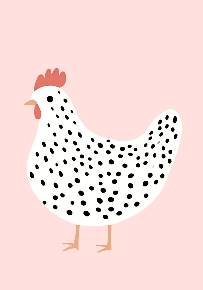 Niedlicher Polka Dot Hen Kunstdruck, Modernes Bauernhaus Leinwand mit Schattenfugenrahmen von vintagepod
