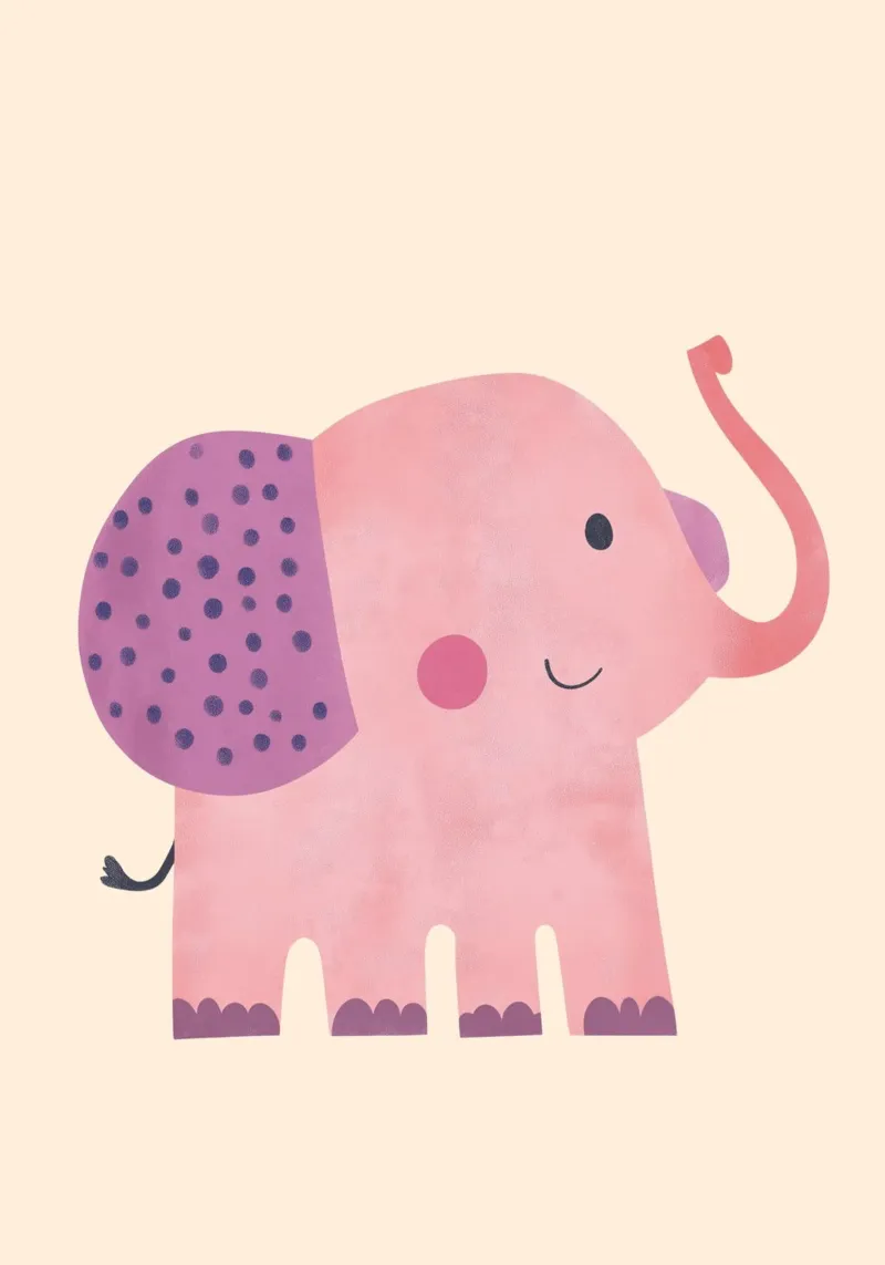 Cute Pink Elephant with Polka Dots Art canvas with Floater frame by vintagepod
