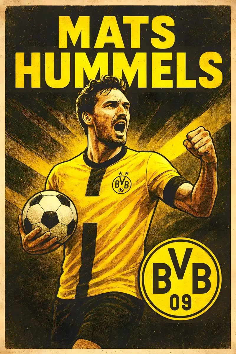 Mats Hummels poster con telaio in plastica da Cyberpunk Canvas