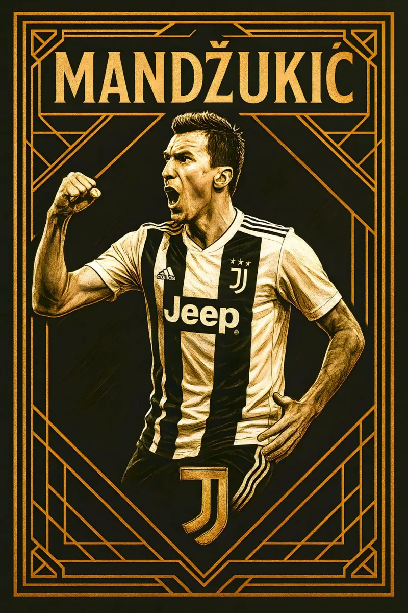 Mario Mandzukic poster con telaio in plastica da Cyberpunk Canvas
