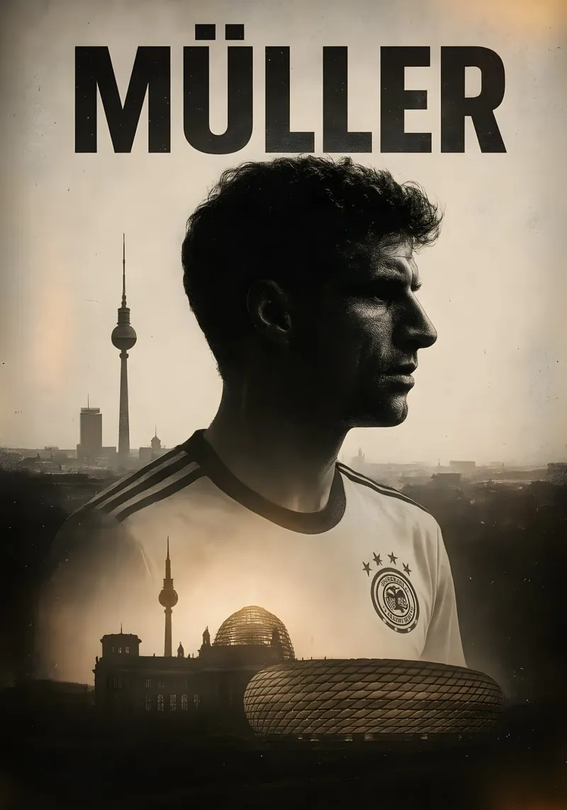 Thomas Muller lienzo con Marco flotante de Cyberpunk Canvas