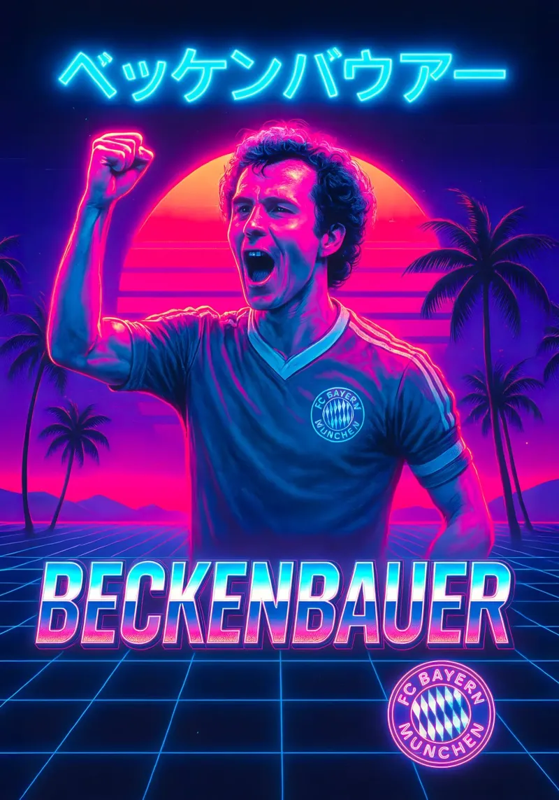 Franz Beckenbauer poster con telaio in plastica da Cyberpunk Canvas