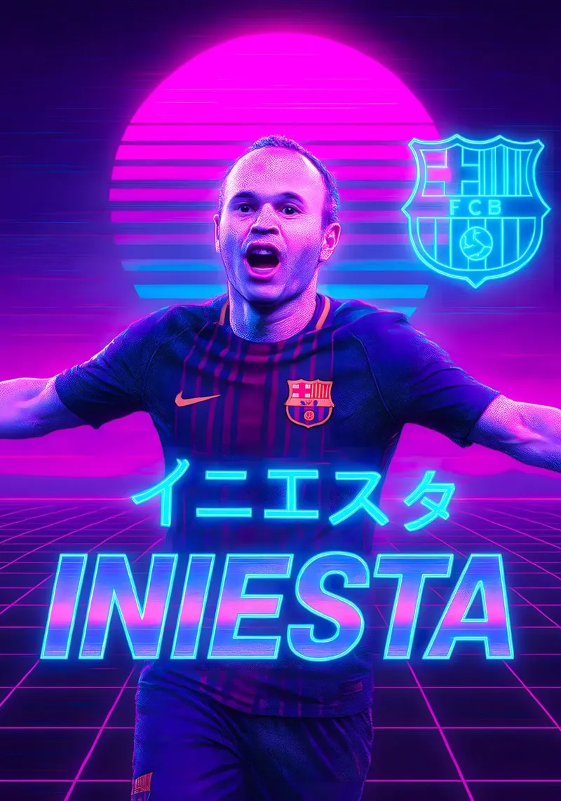 Andres Iniesta poster con telaio in plastica da Cyberpunk Canvas
