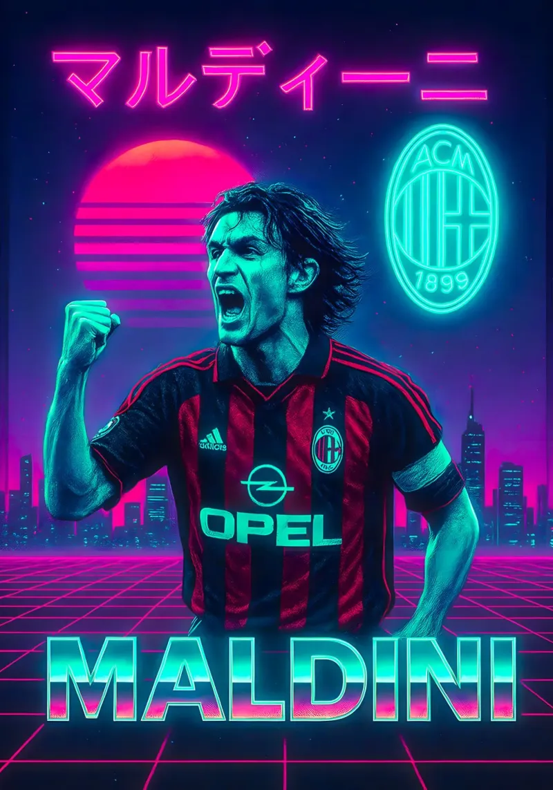 Paolo Maldini poster con telaio in plastica da Cyberpunk Canvas