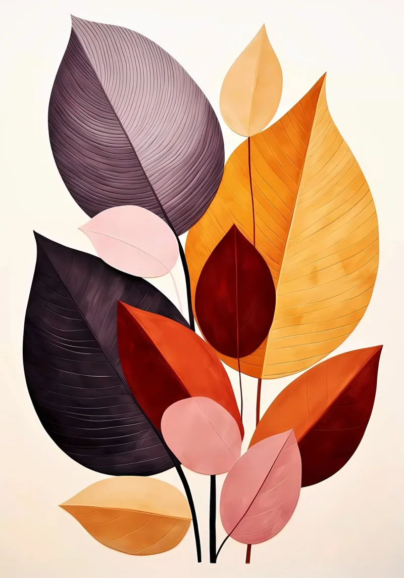 Abstract Botanical canvas with Floater frame by Jose