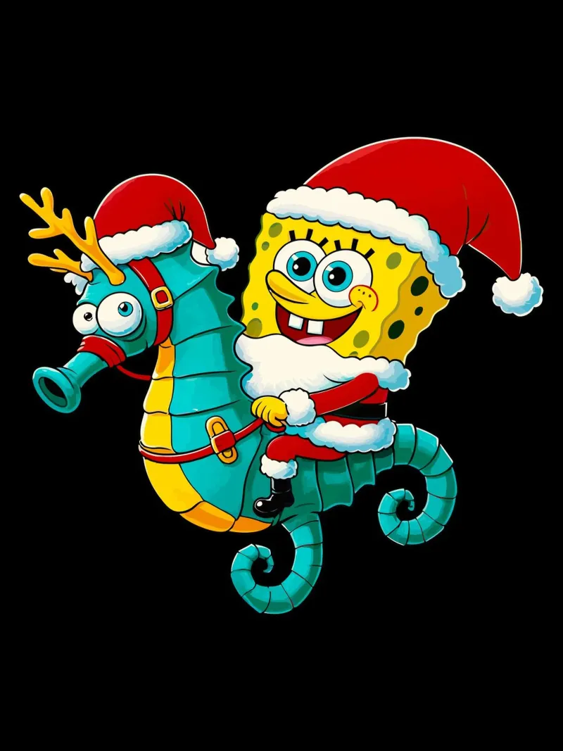 SpongeBob riding a seahorse tela con Cornice a cassetta da Dumery Art