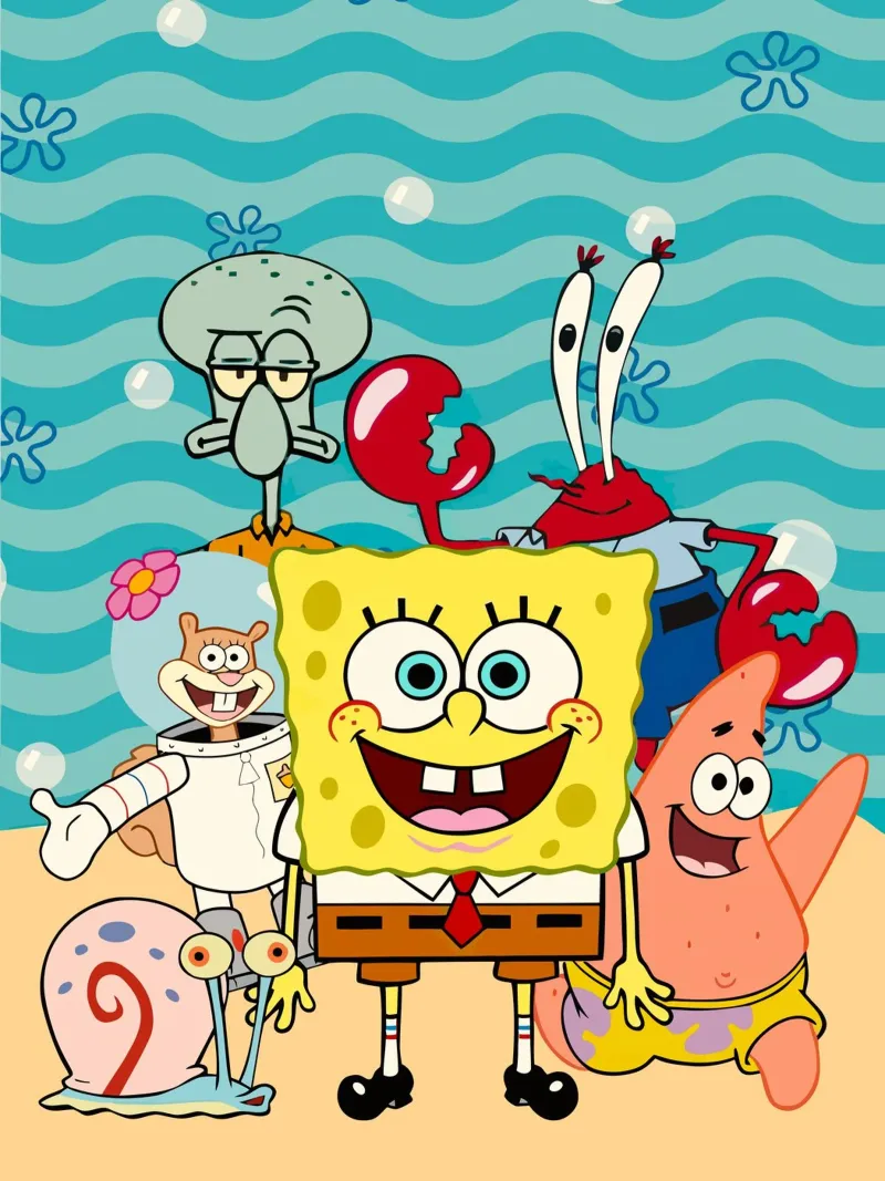 Spongebob and his friends poster con telaio in legno da Dumery Art