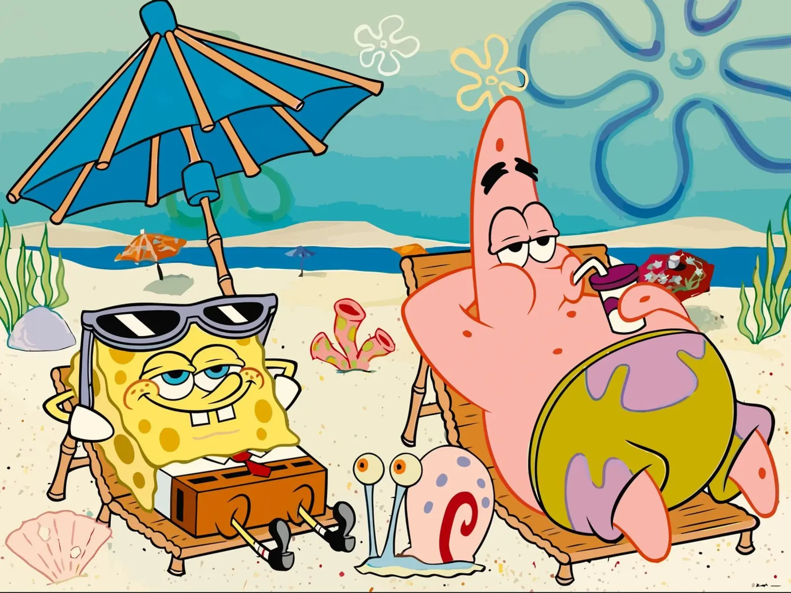 Spongebob and Patrick are relaxing and lazing around poster da Dumery Art