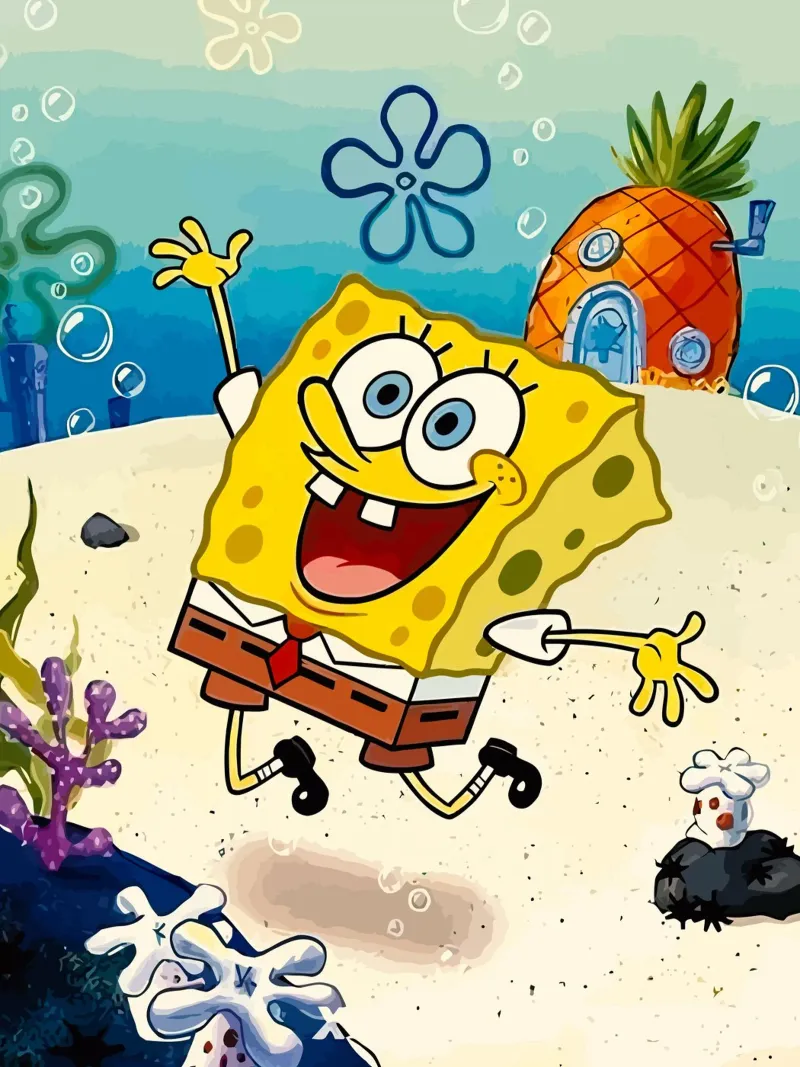 Spongebob is happy tela con Cornice a cassetta da Dumery Art