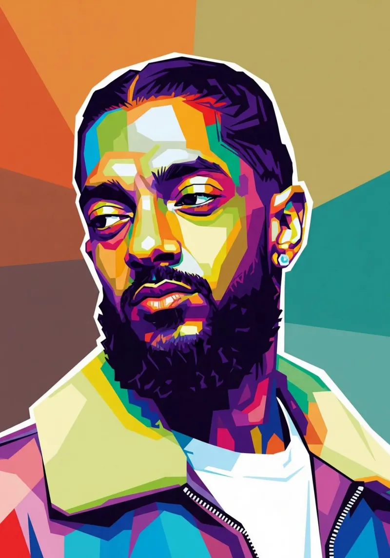 Ritratto pop art di Nipsey Hussle #1 poster con telaio in plastica da Hantamrata