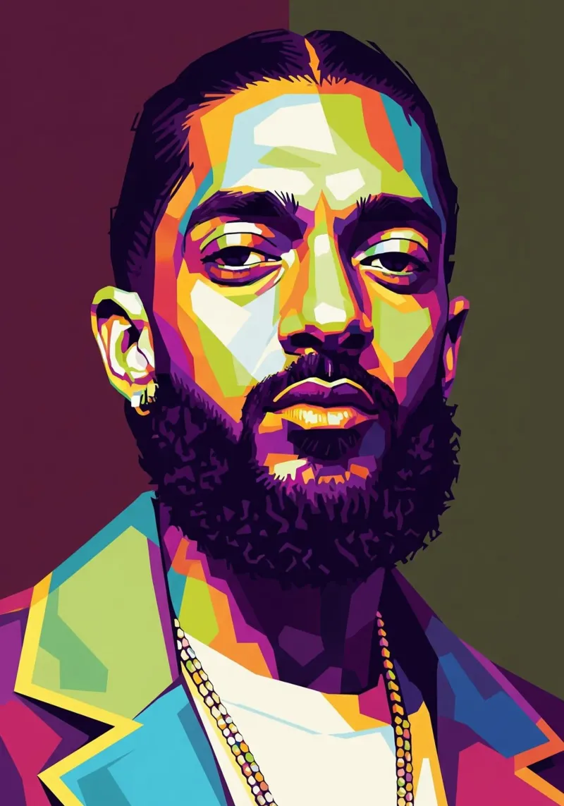 Ritratto pop art di Nipsey Hussle #2 poster con telaio in plastica da Hantamrata