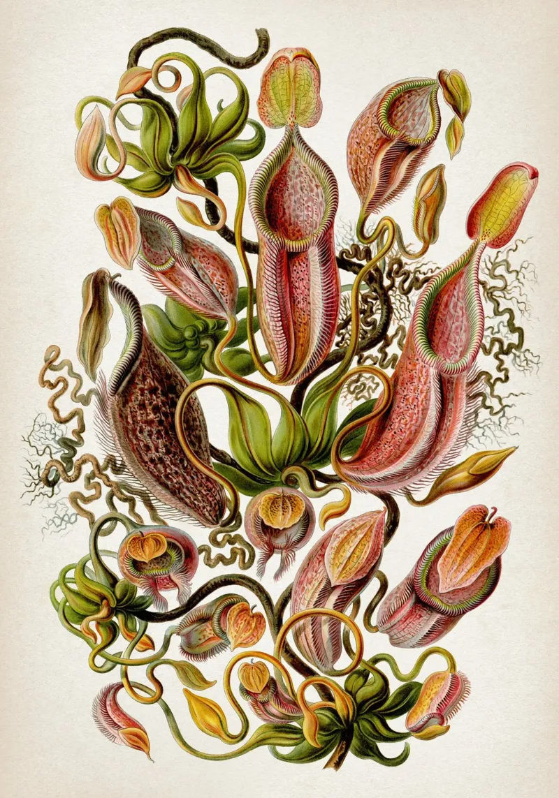Vintage Haeckel 4 Tafel 62 Kannenpflanzen poster con telaio in alluminio da Vintage Print Collection