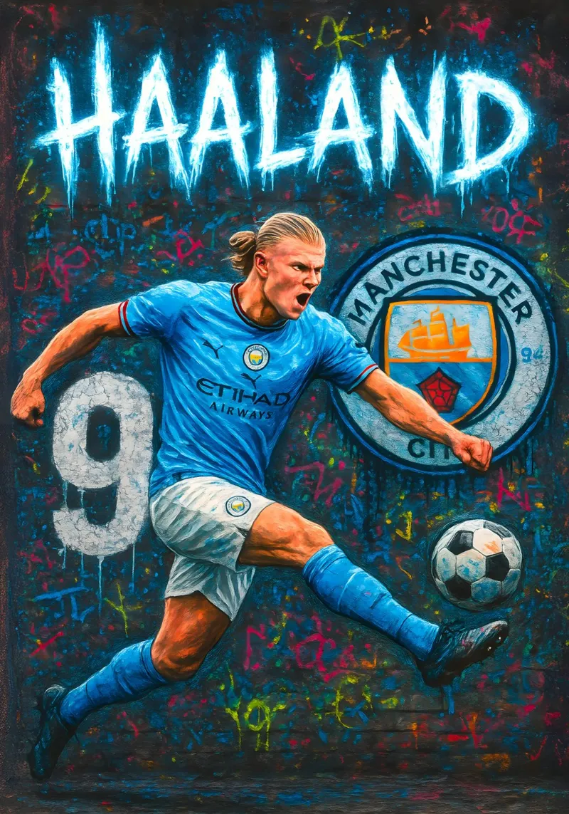 Erling Haaland canvas met Baklijst van Siren Song Studio