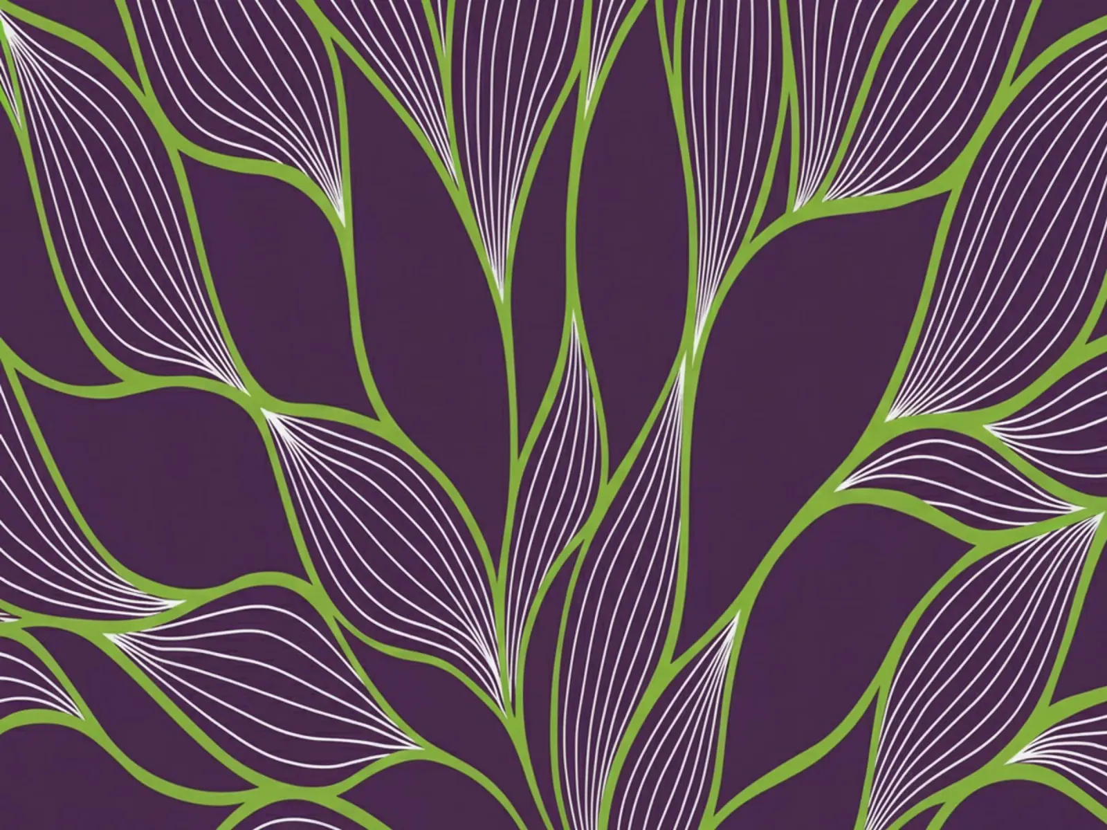 Abstract Organic Lines and Leaves Pattern in Deep Purple an canvas with Floater frame by Artistic-shop