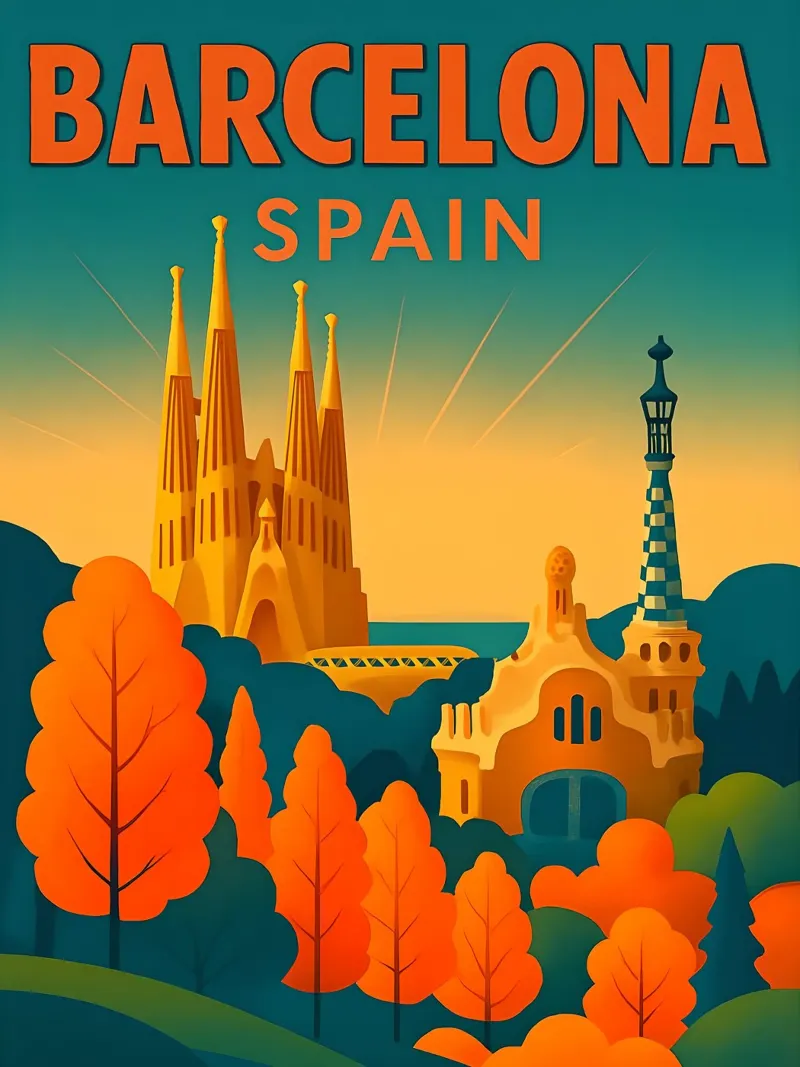 Poster di viaggio Barcellona Spagna poster da 🥝 KIWI STORE