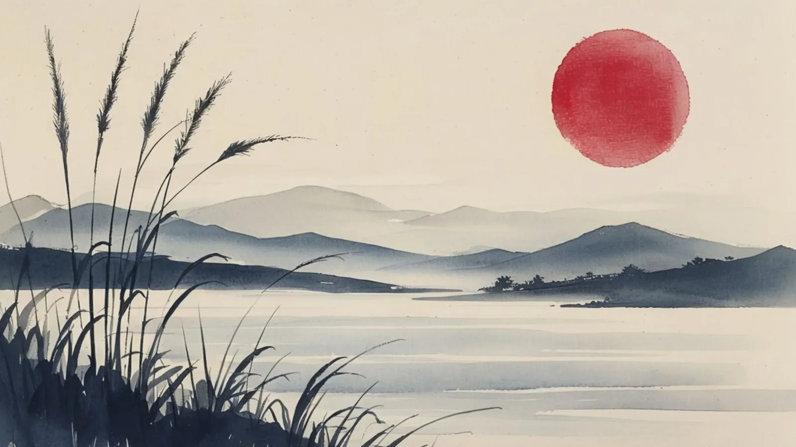 Sereno dipinto a inchiostro giapponese: Una mattina sulle nebbie del mare poster da Artistic-shop