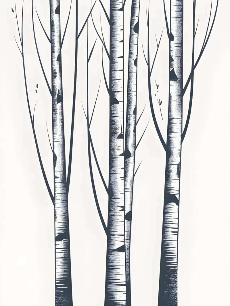 Birch Tree Trunks canvas with Floater frame by The Green Room